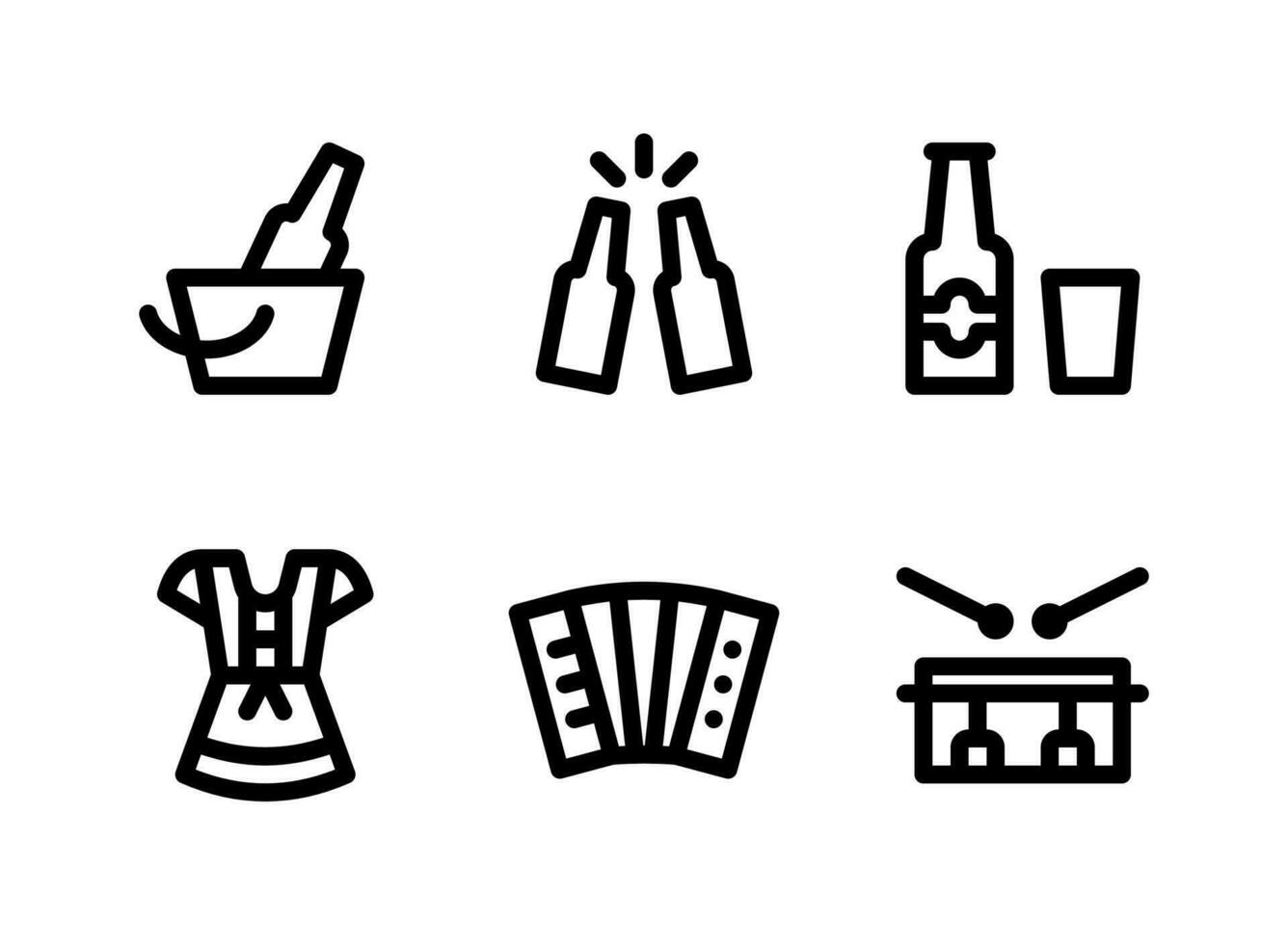 conjunto simple de iconos de líneas vectoriales relacionadas con el oktoberfest vector