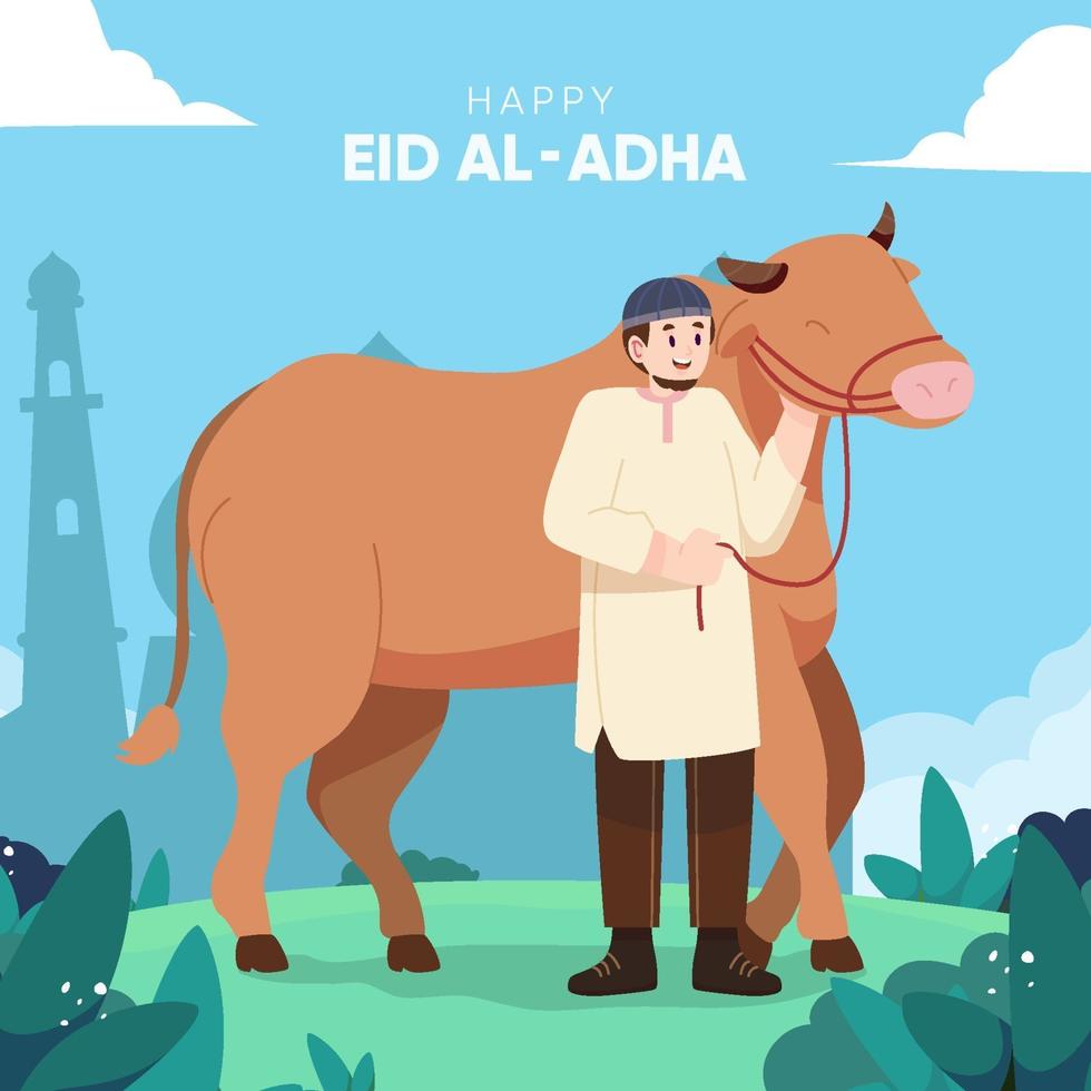 celebración de eid al-adha en diseño plano vector