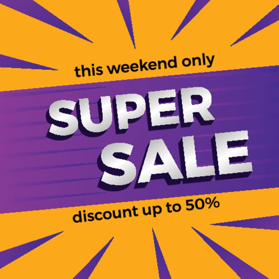 Super sale discount promotion banner template vector