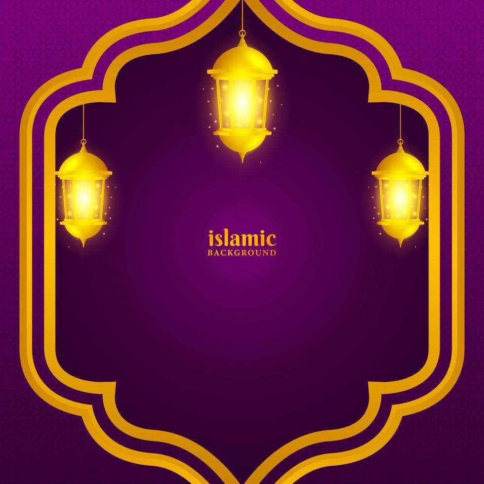 Islamic background with shiny gold lantern illustration vector