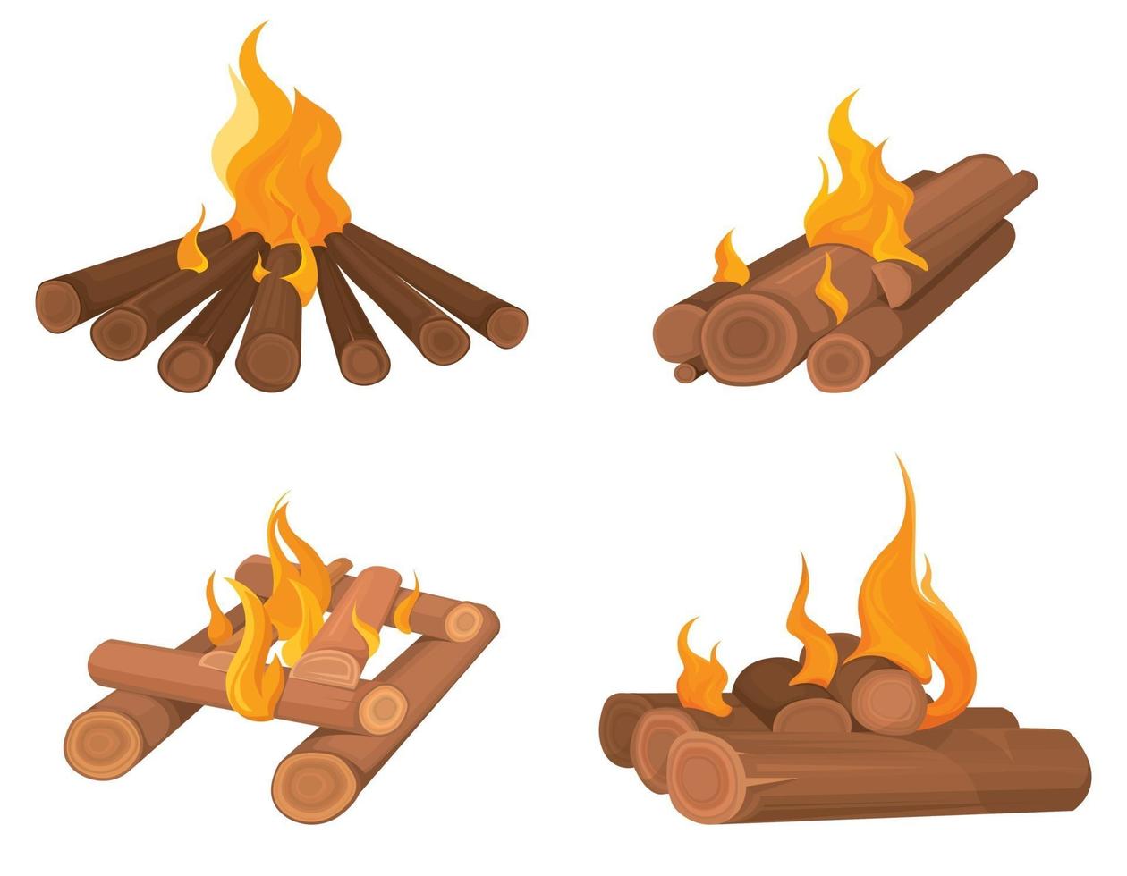 Set of bonfires in cartoon style vector