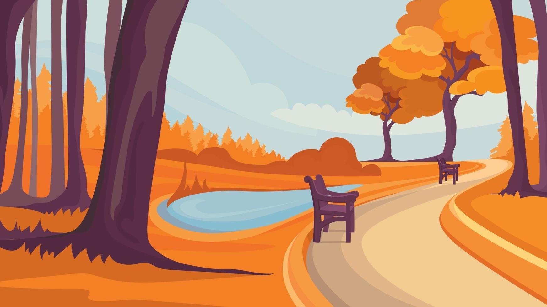 Road in autumn park vector
