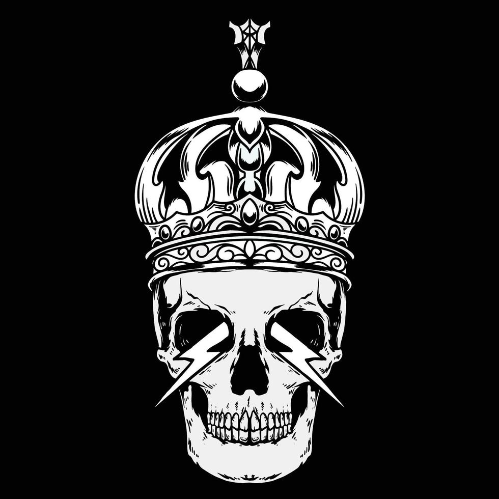Vector skull with crown ornamental