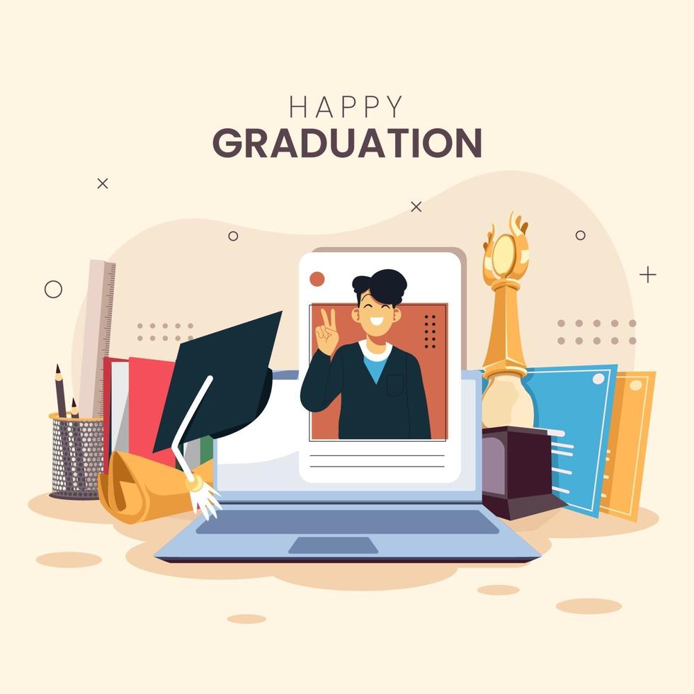 Graduation Ceremony on Online Platform Concept vector
