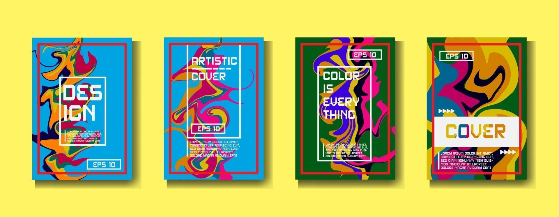 Colorful covers design set. Abstract shapes, holographic, fluid and liquid colors, trendy gradients. Futuristic vector posters.