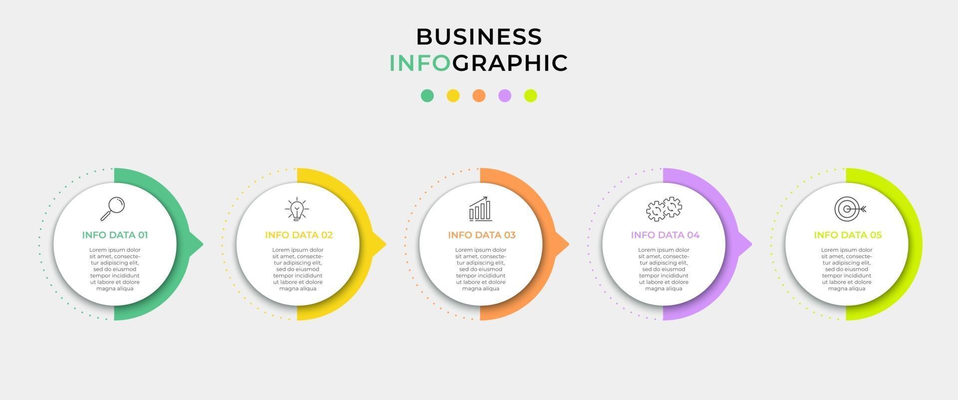 Vector Infographic design business template with icons and 5 options or steps. Can be used for process diagram, presentations, workflow layout, banner, flow chart, info graph