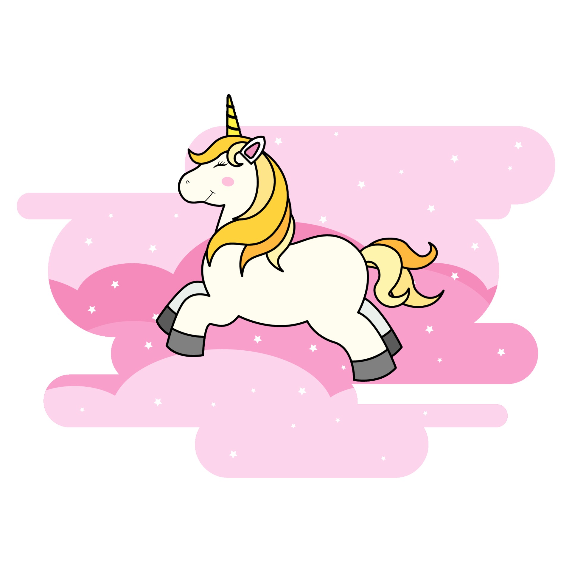 Cute Cartoon Unicorn on Cloud and Rainbow For Print T-shirt or Sticker,  Wallpaper Background and Hand Drawing Illustration For Children 2372669  Vector Art at Vecteezy