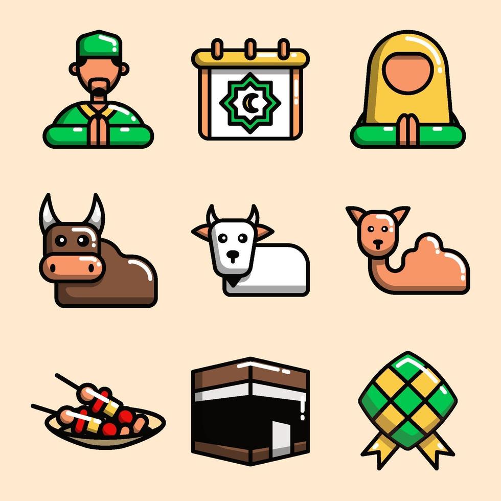 colección de iconos de eid al-adha vector