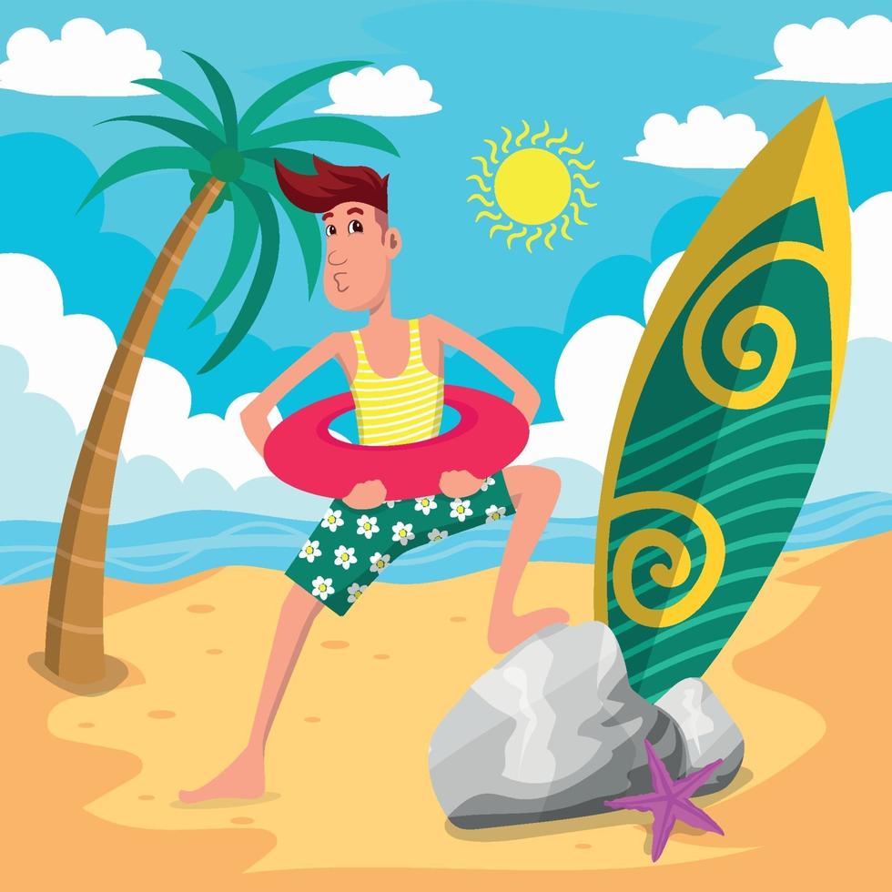 Man Enjoying Summer Vacation vector