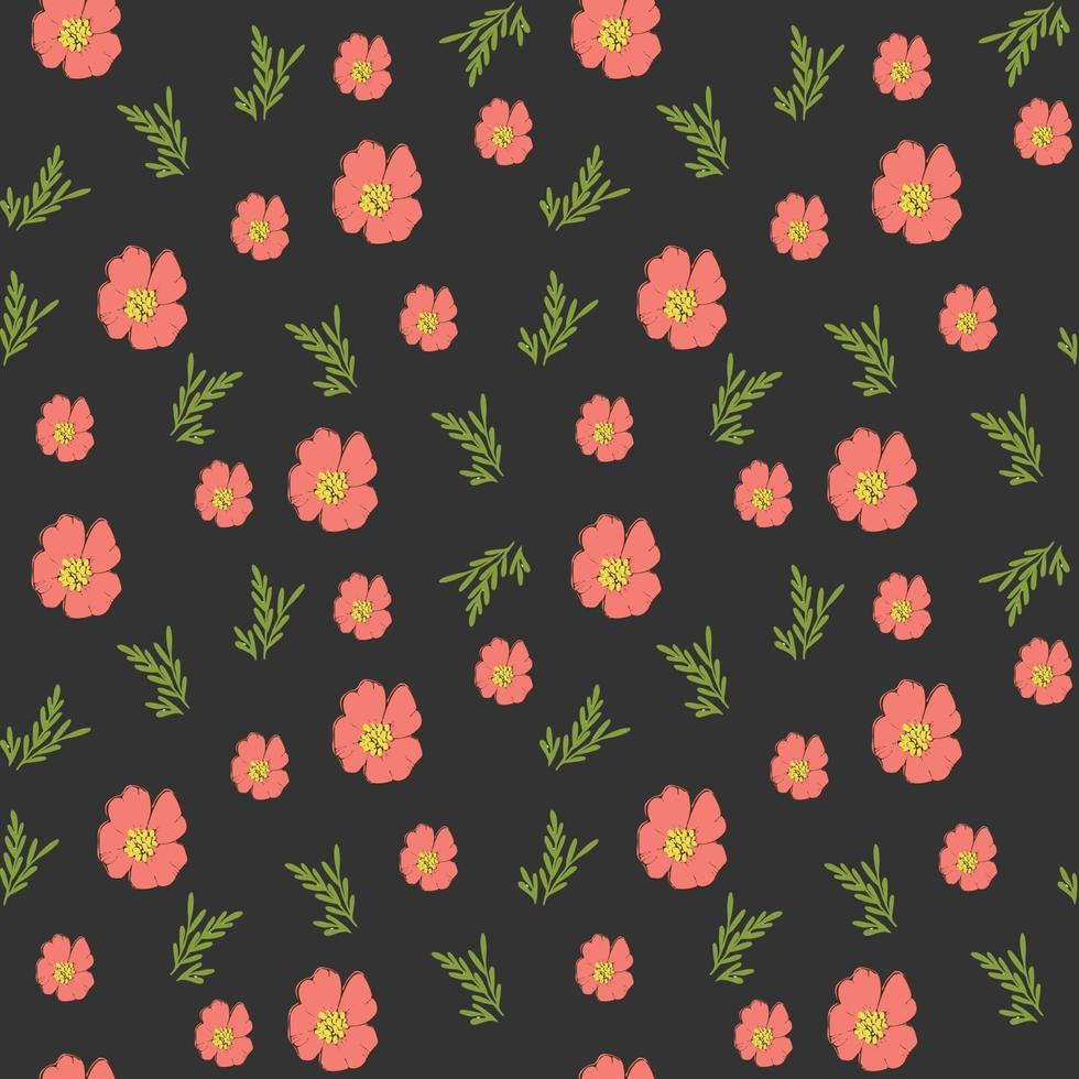 Floral seamless pattern with leaves in hand drawn style. vector illustration for romantic design