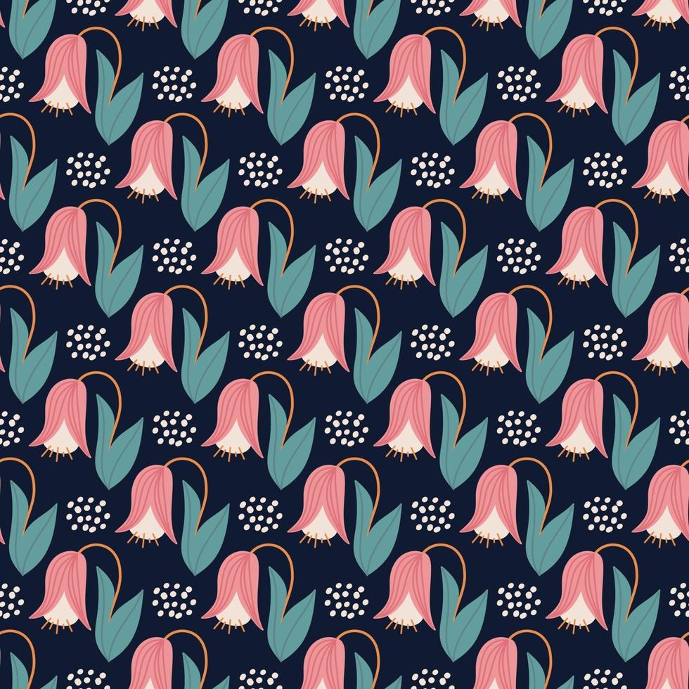 A repeating flower on a blue background. Vector seamless pattern