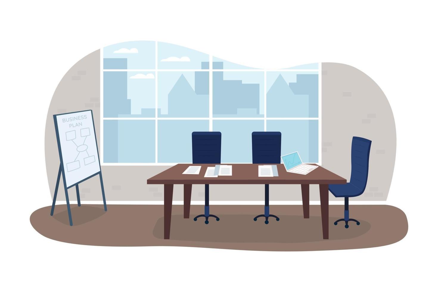Office meeting room 2D vector web banner
