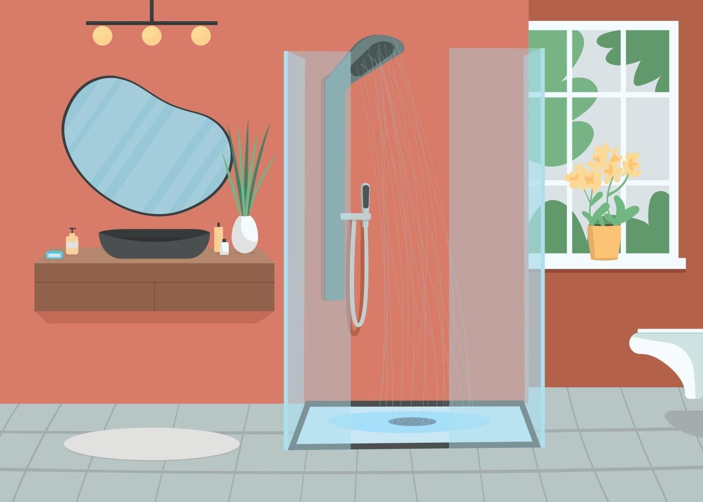 Home bathroom flat color vector illustration