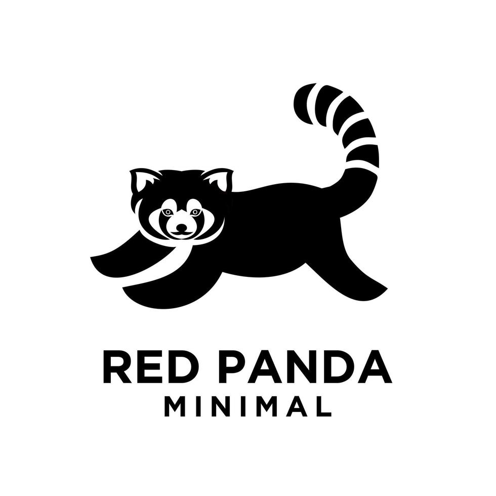 red panda black logo icon design vector