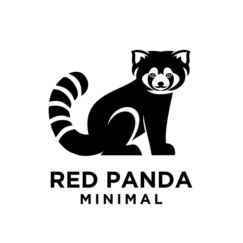 red panda black logo icon design vector