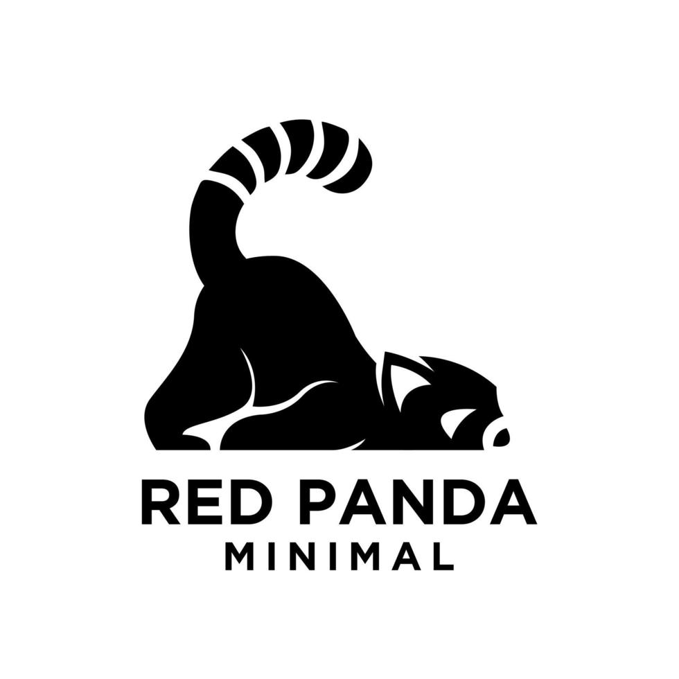 red panda black logo icon design vector