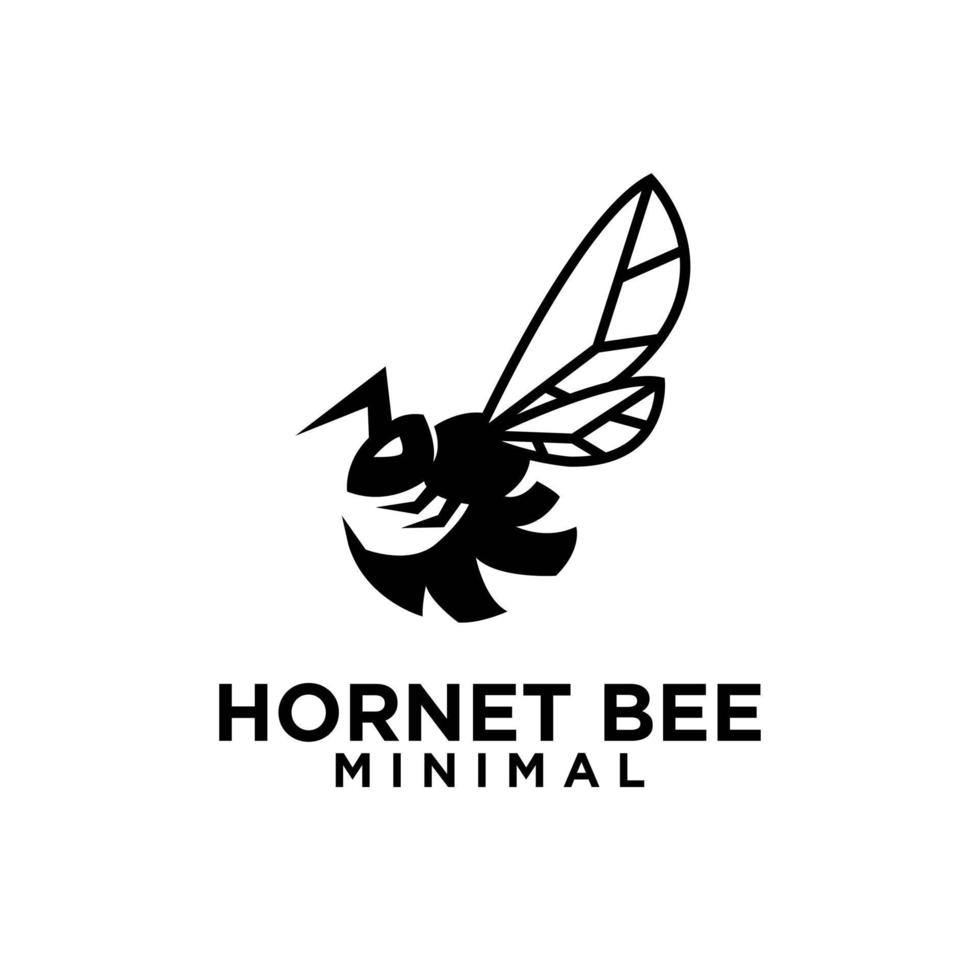 Premium big hornet abeja línea vintage vector icono logo diseño de plantilla