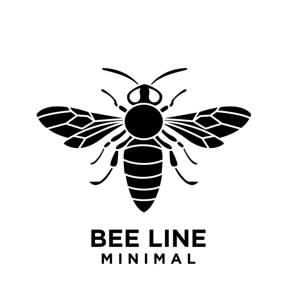 mínimo gran avispón abeja vintage vector premium logo negro