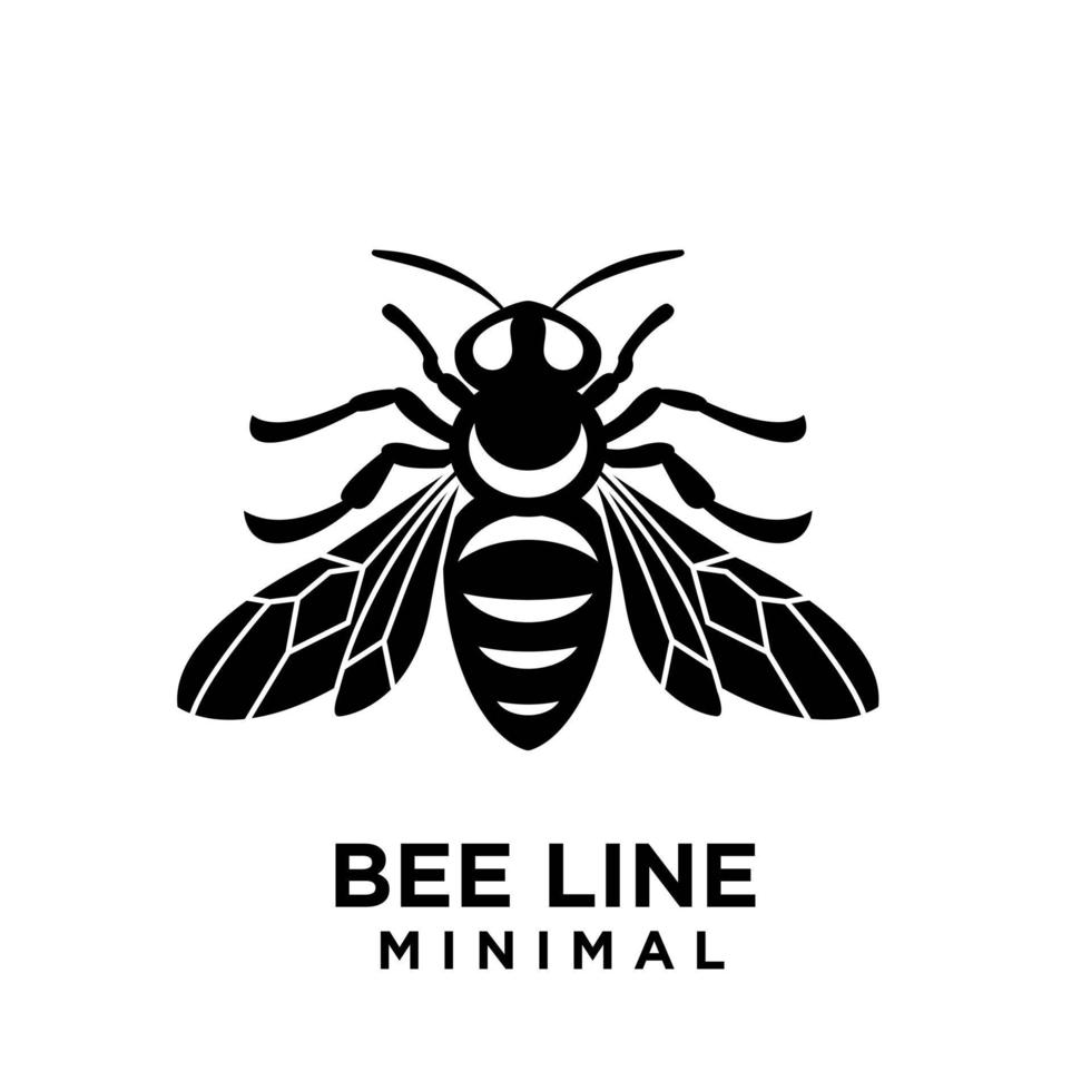 mínimo gran avispón abeja vintage vector premium logo negro