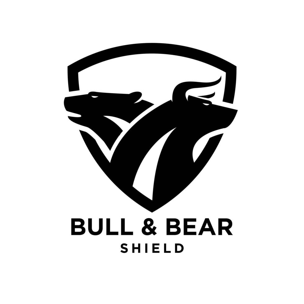 premium bull  bear with economic vector finance black logo design