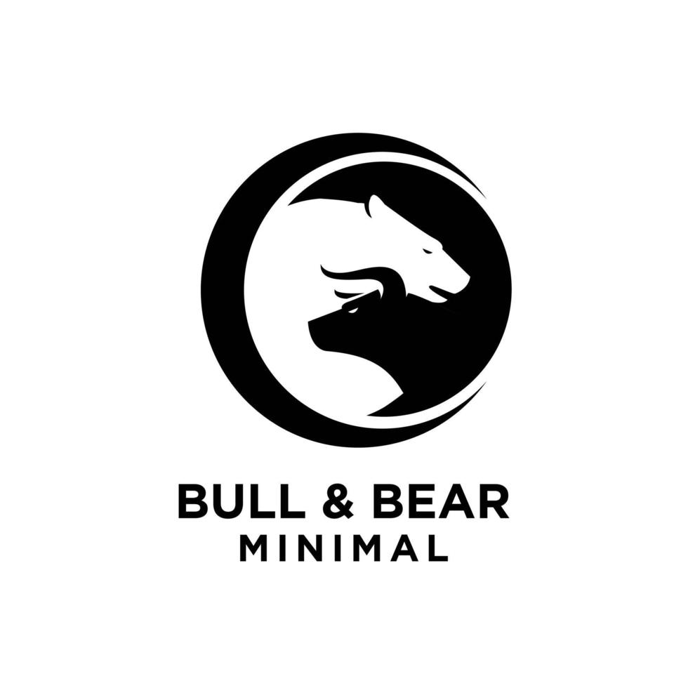 Oso de toro premium con diseño de logotipo negro de finanzas vectoriales económicas vector