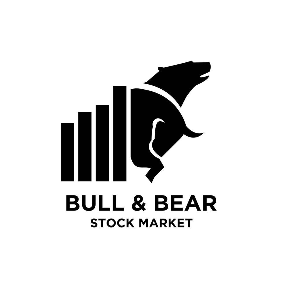 premium bull  bear with economic vector finance black logo design