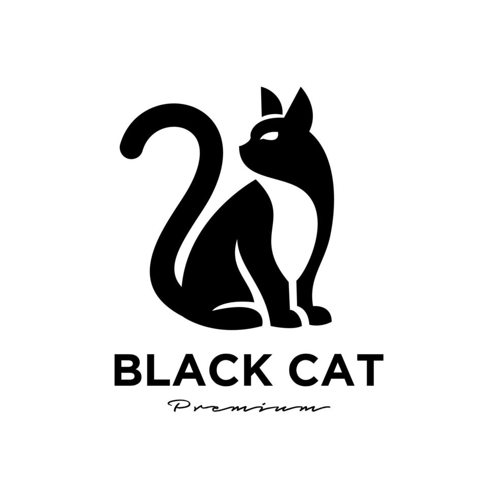 Black cat simple logo design vector