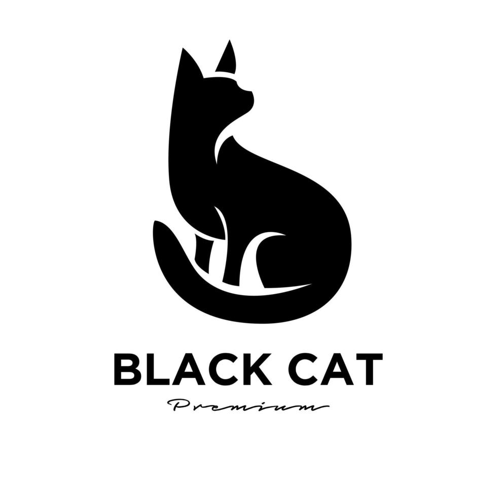 Black cat simple logo design vector