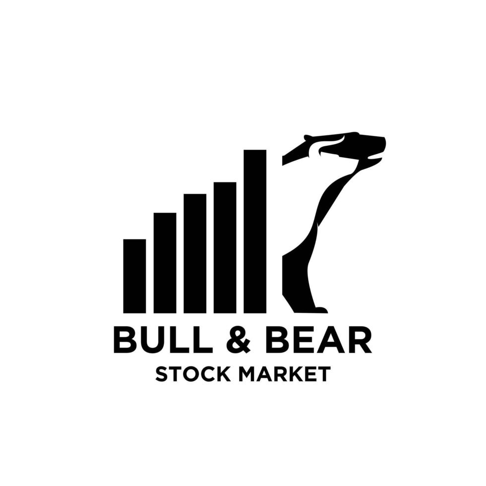 premium bull  bear with economic vector finance black logo design