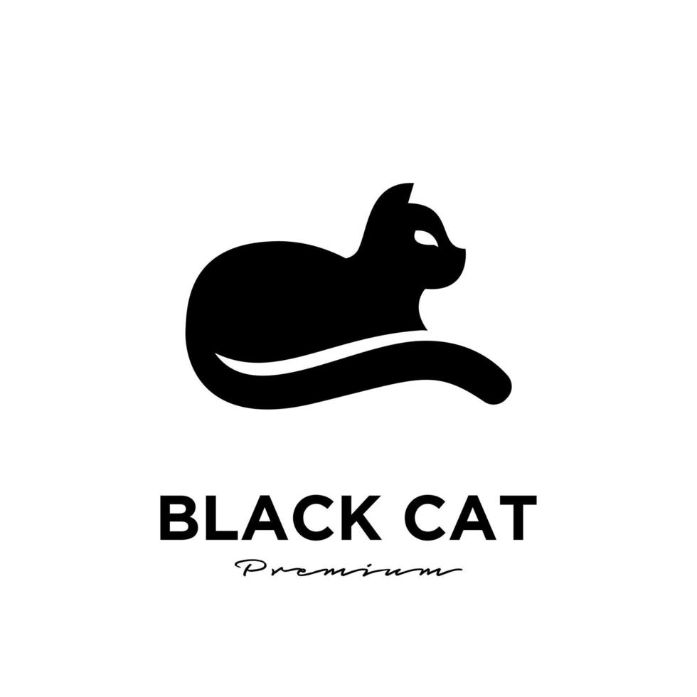 Black cat simple logo design vector