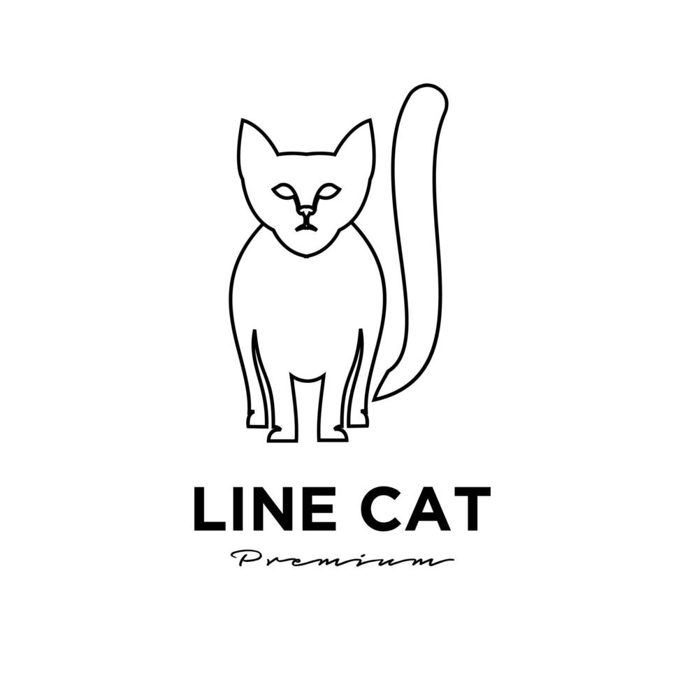 logotipo simple de línea de gato negro vector