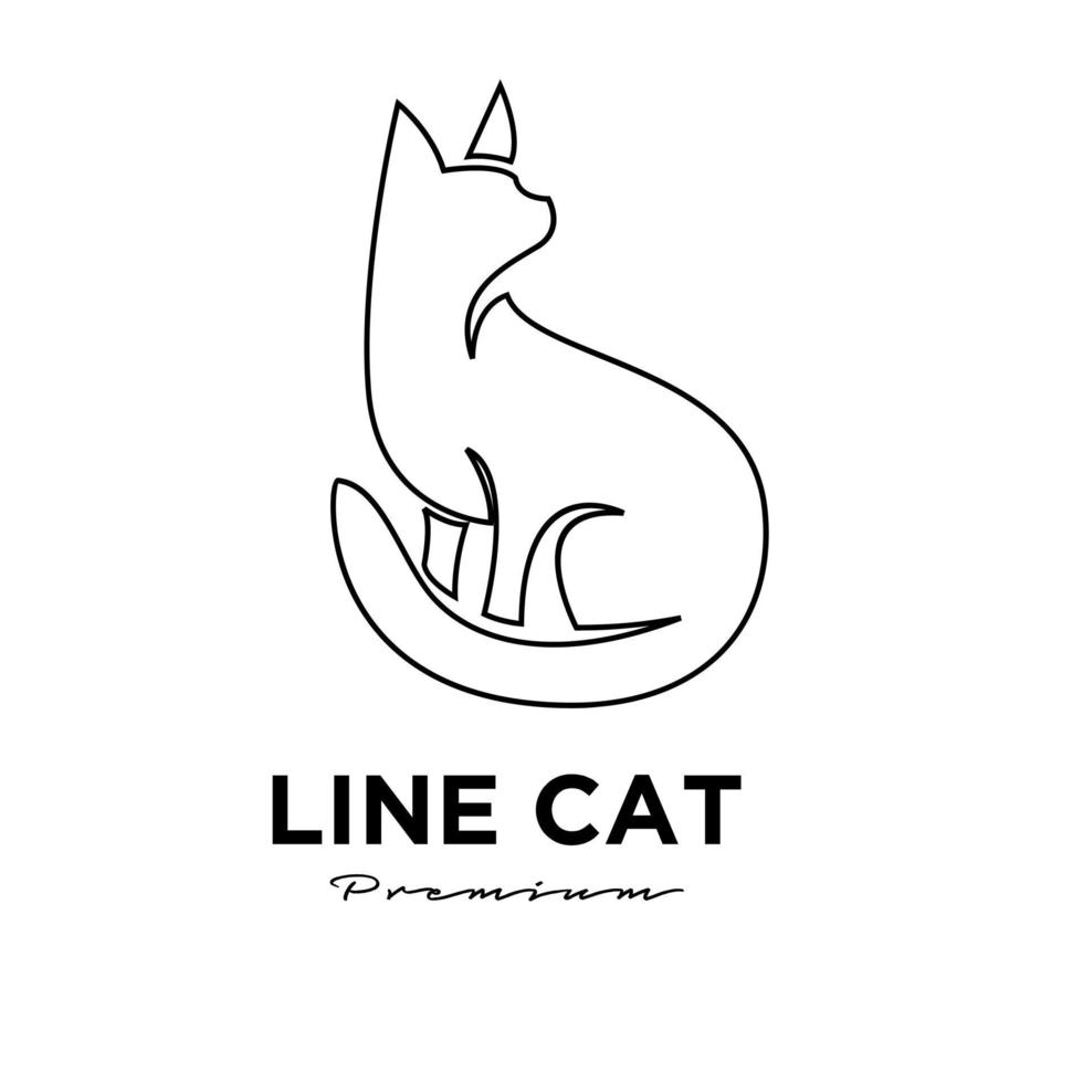 logotipo simple de línea de gato negro vector
