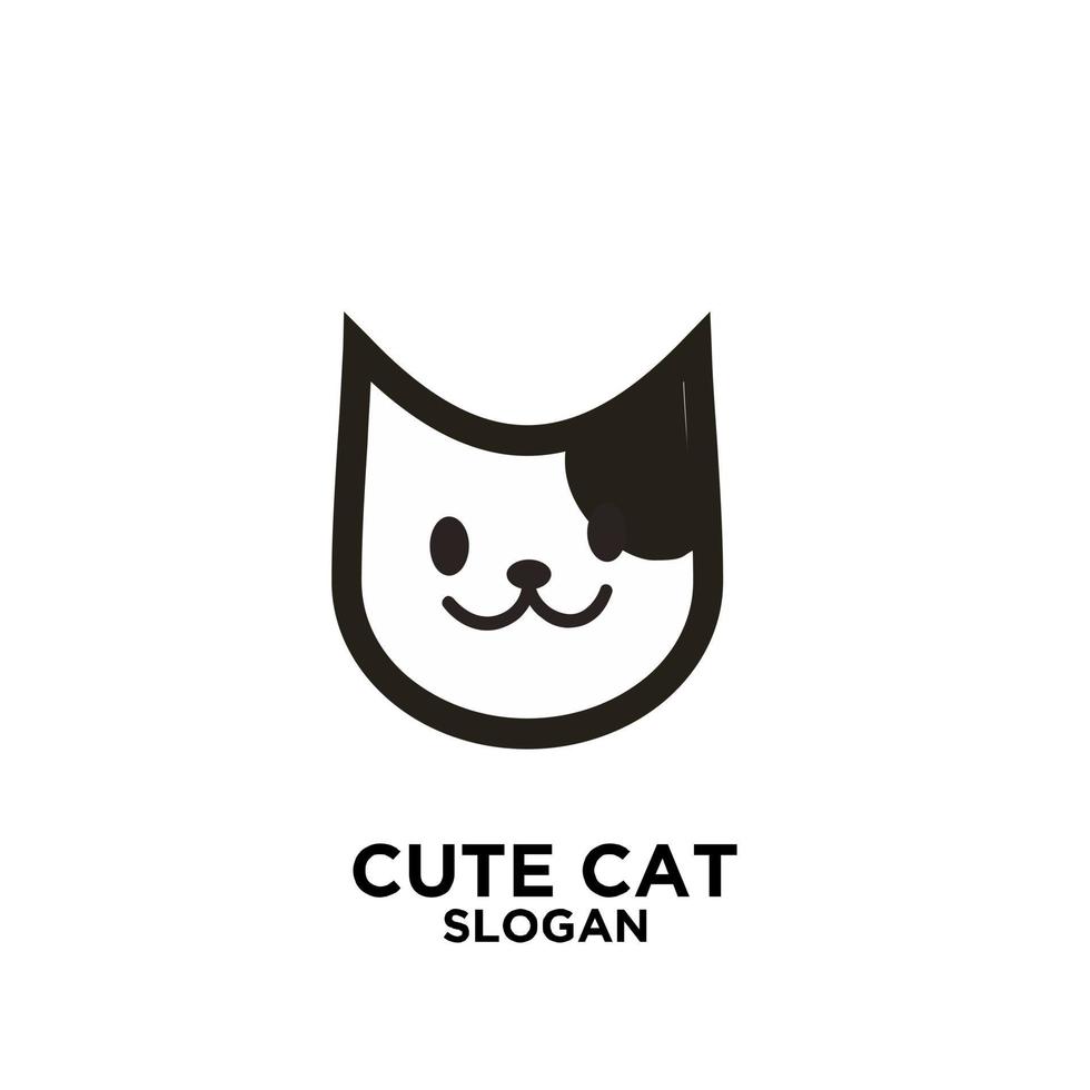 simple minimalism cute cat vector icon logo design