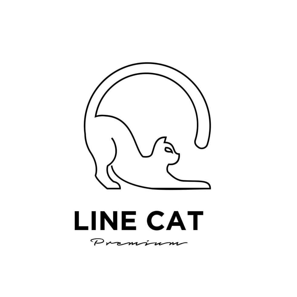 logotipo simple de línea de gato negro vector