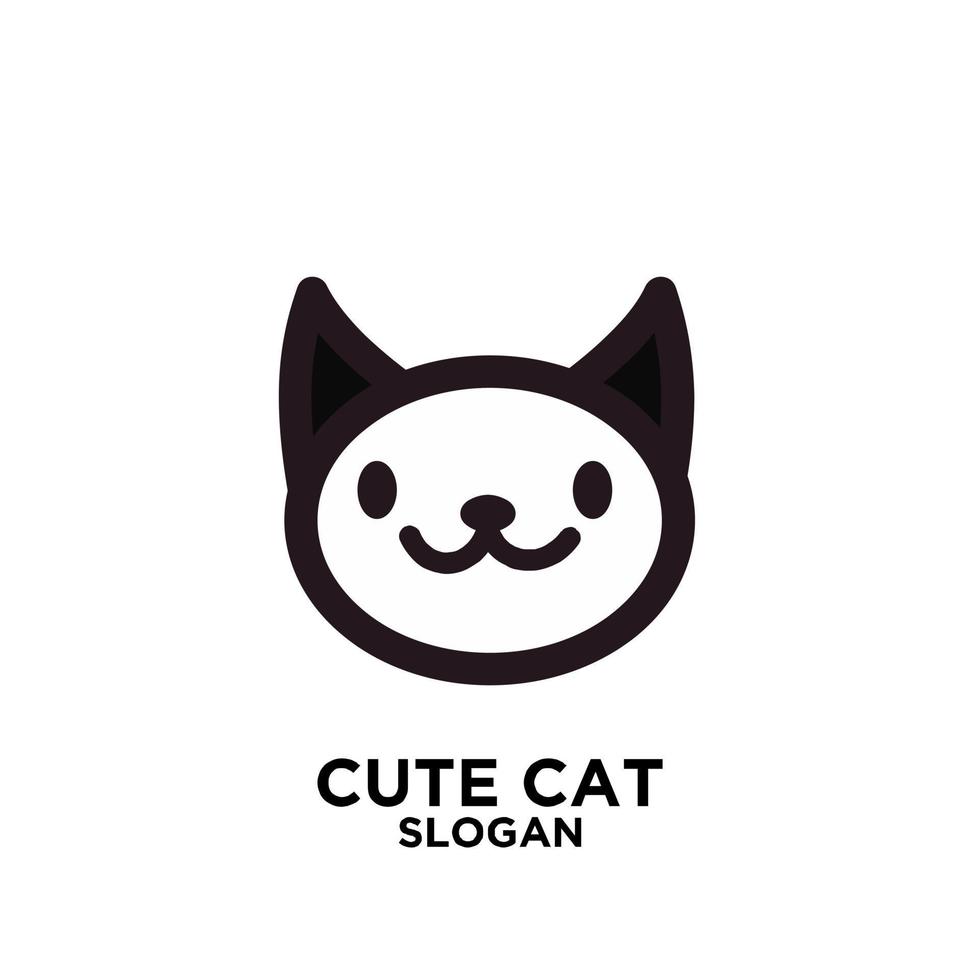 minimalismo simple lindo gato vector icono diseño de logotipo