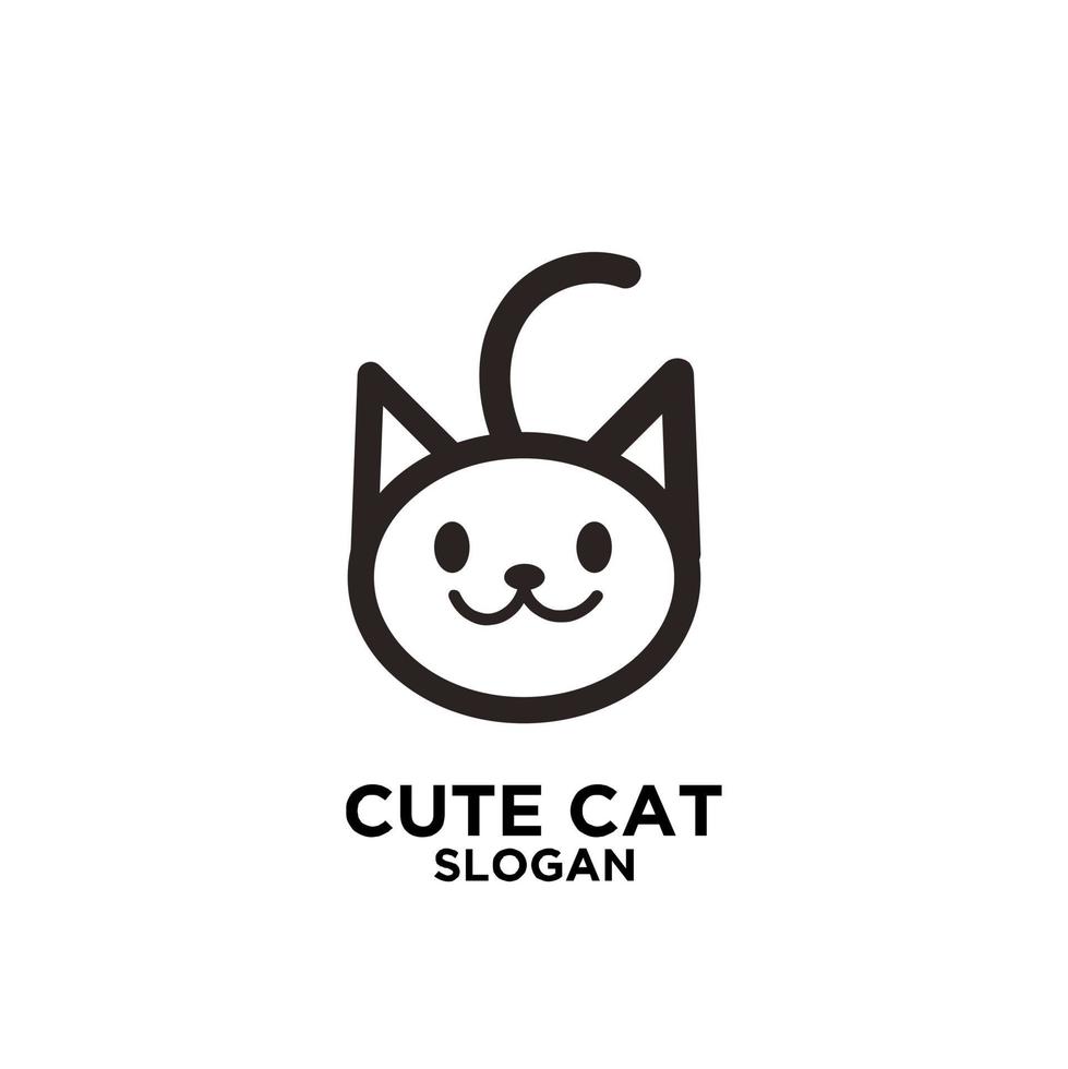 minimalismo simple lindo gato vector icono diseño de logotipo