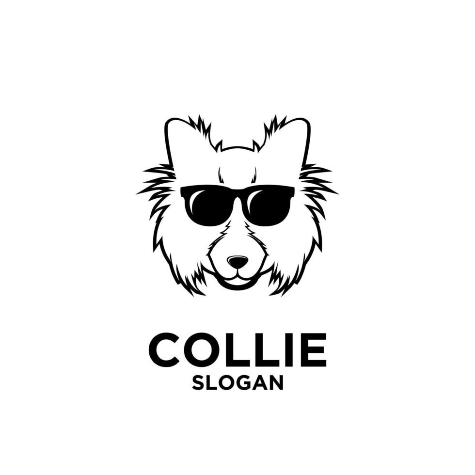 diseño de logotipo simple perro collie vector