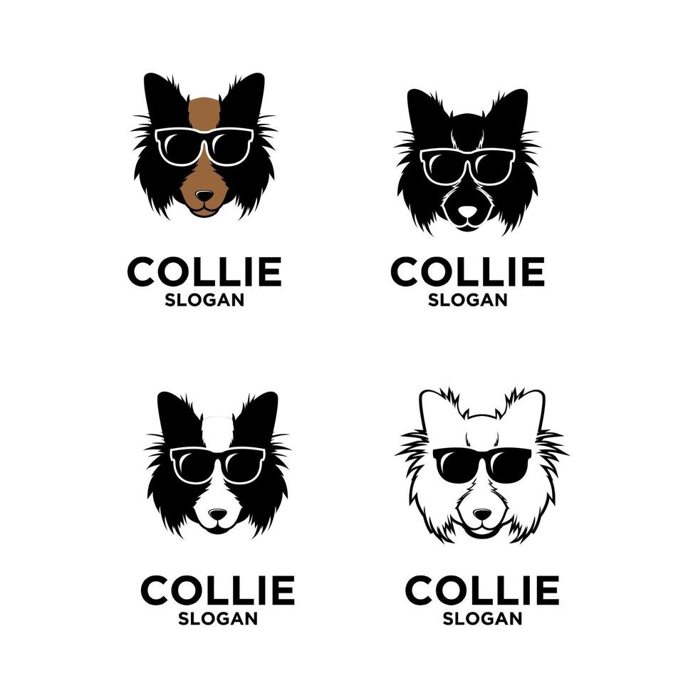 collie dog simple logo design vector