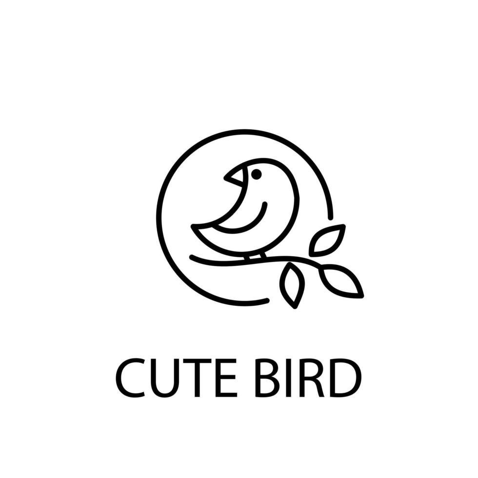 cute bird line simple logo design vector