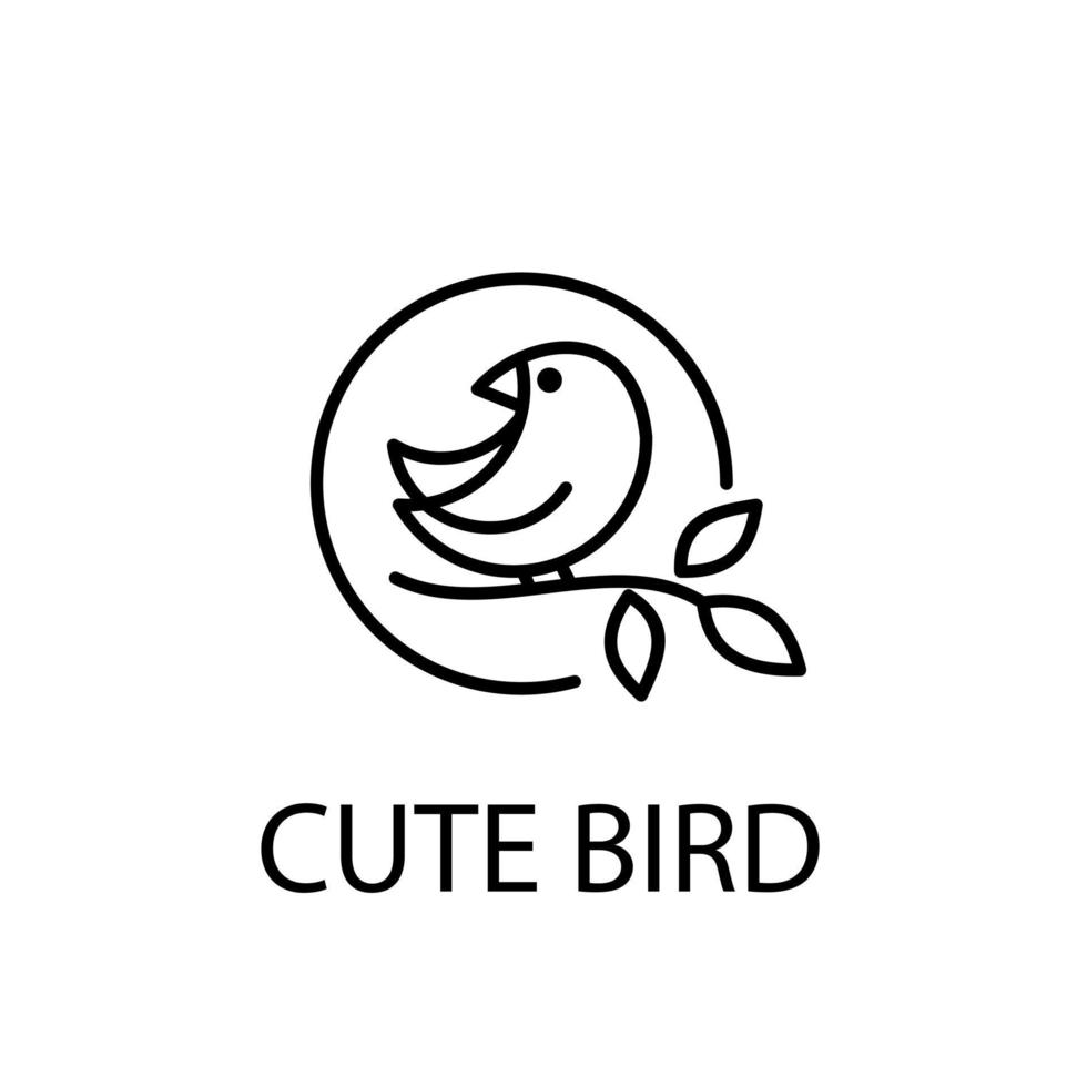 diseño de logotipo simple línea de pájaro lindo vector