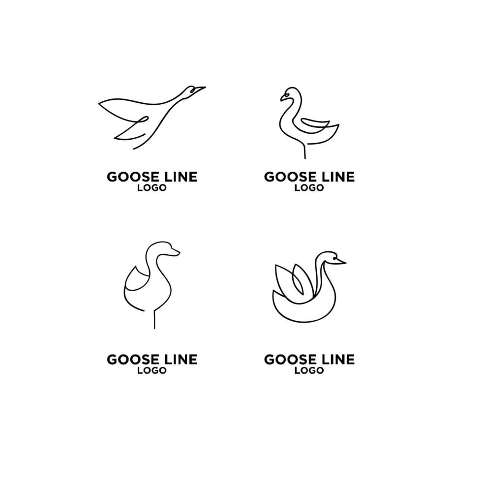 set collection premium luxury goose black line vector logo icon design