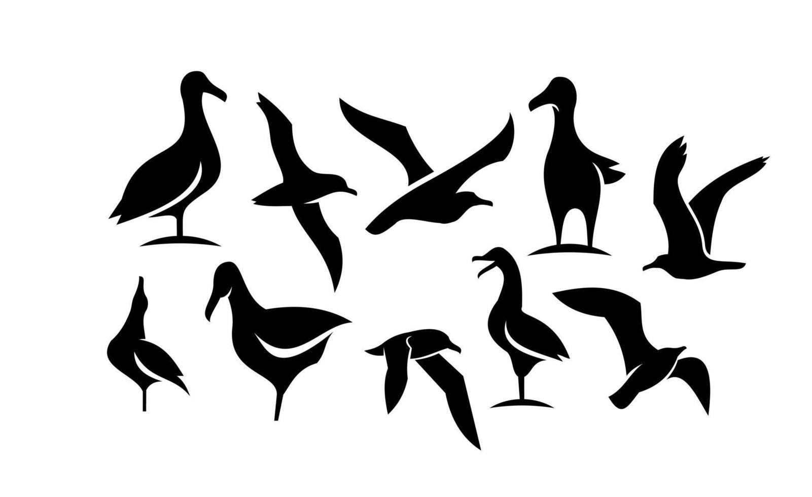 Set collection of seagull black vector icon design illustration