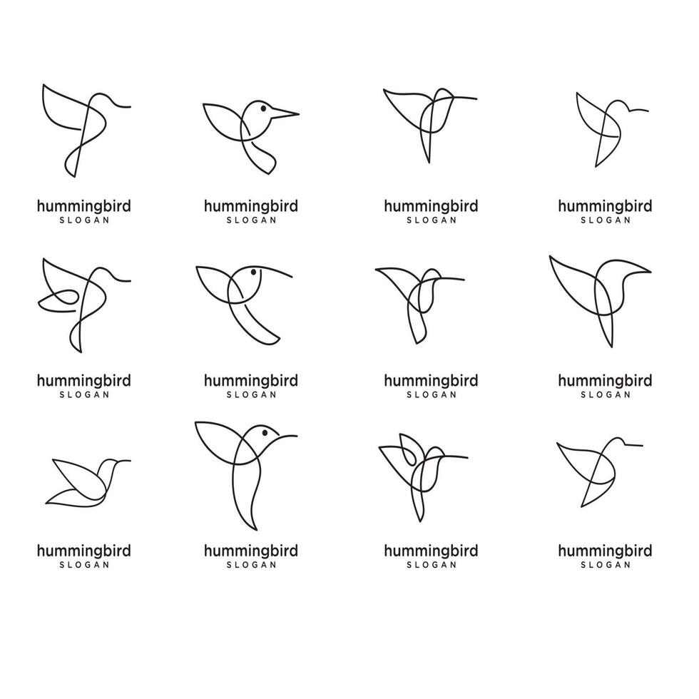 Hummingbird line vector logo icon illustration design