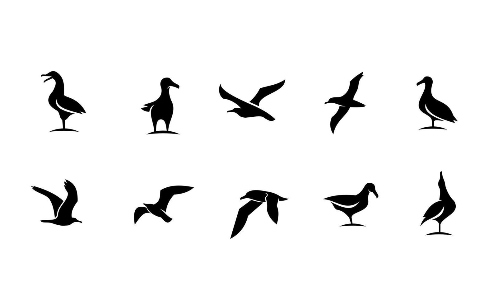 Set collection of seagull black vector icon design illustration