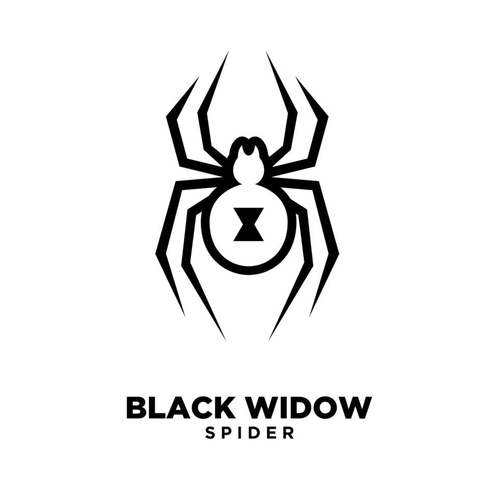 diseño de icono de logotipo de araña de contorno de viuda negra vector