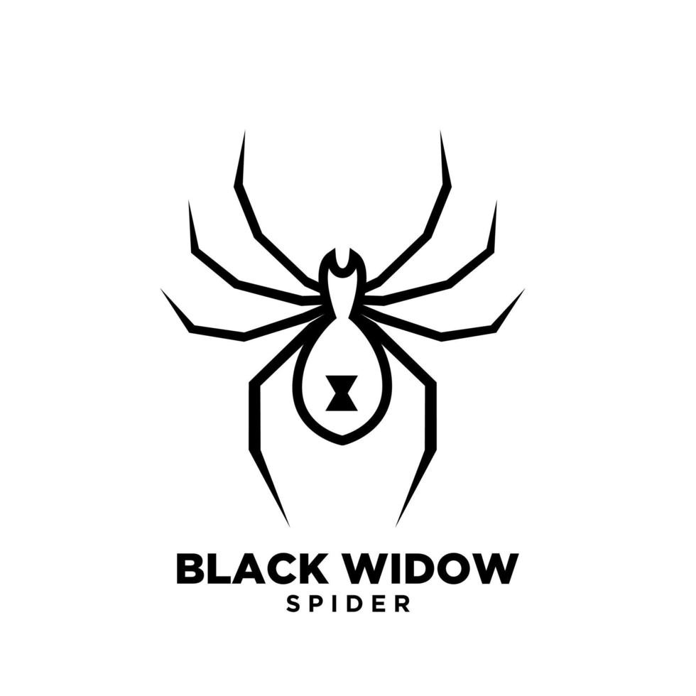 diseño de icono de logotipo de araña de contorno de viuda negra vector