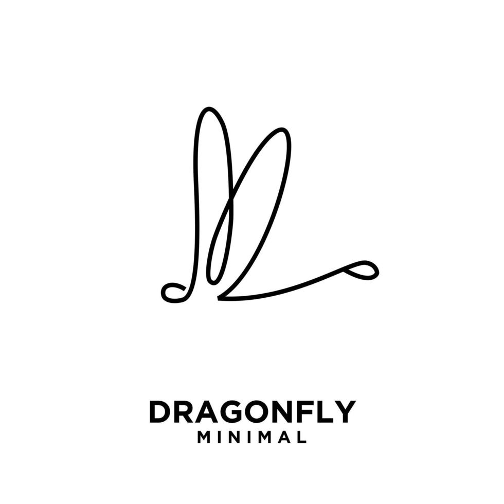 logotipo de línea de libélula hermosa de lujo simple vector