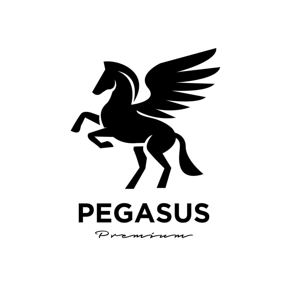 Pegasus fly horse, caballo negro, logo de vector de inspiración de diseño