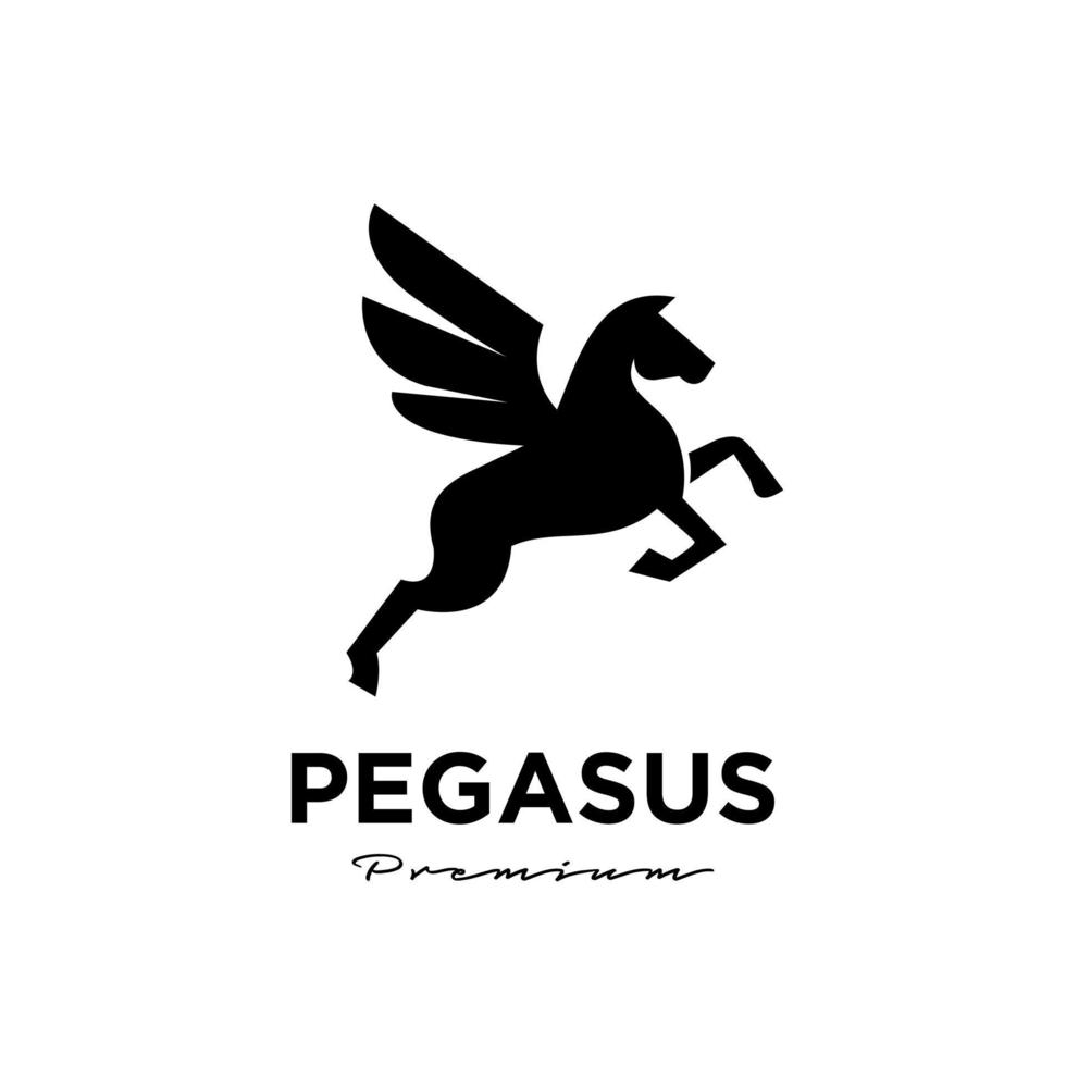 Pegasus Fly Horse, Black Horse, Design Inspiration Vector logo