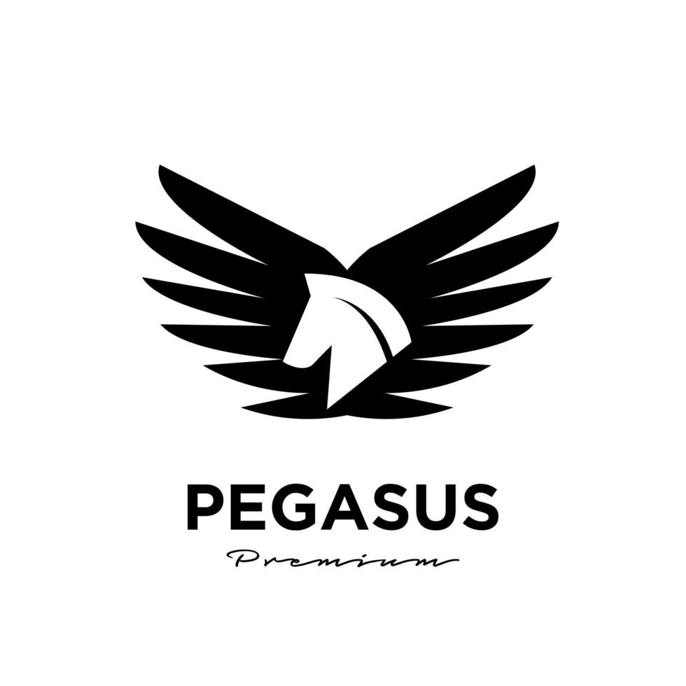 Pegasus fly horse, caballo negro, logo de vector de inspiración de diseño